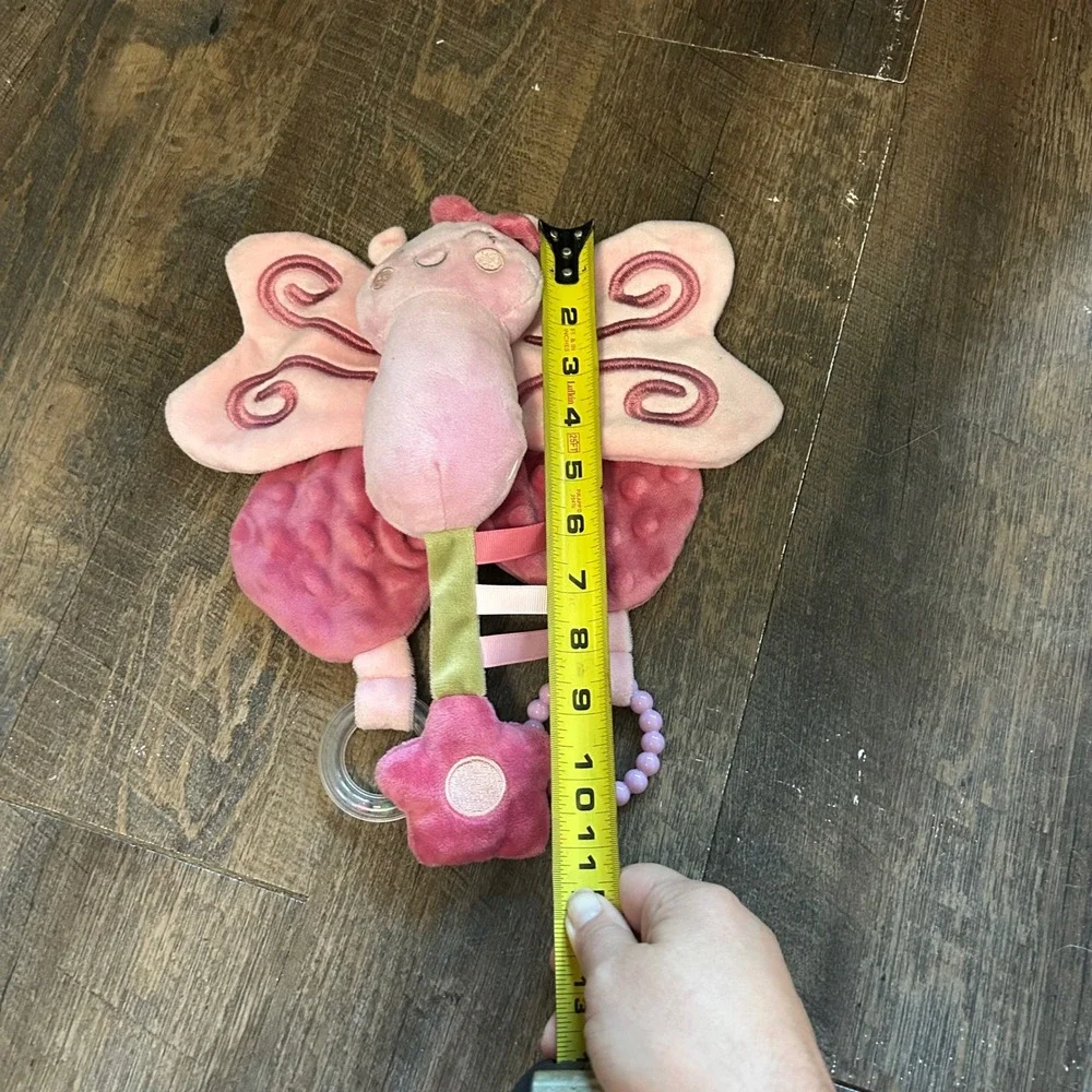 Dreamgro Baby Girl Pink Butterfly Plush Rattle Crinkle Teether Activity Buddy